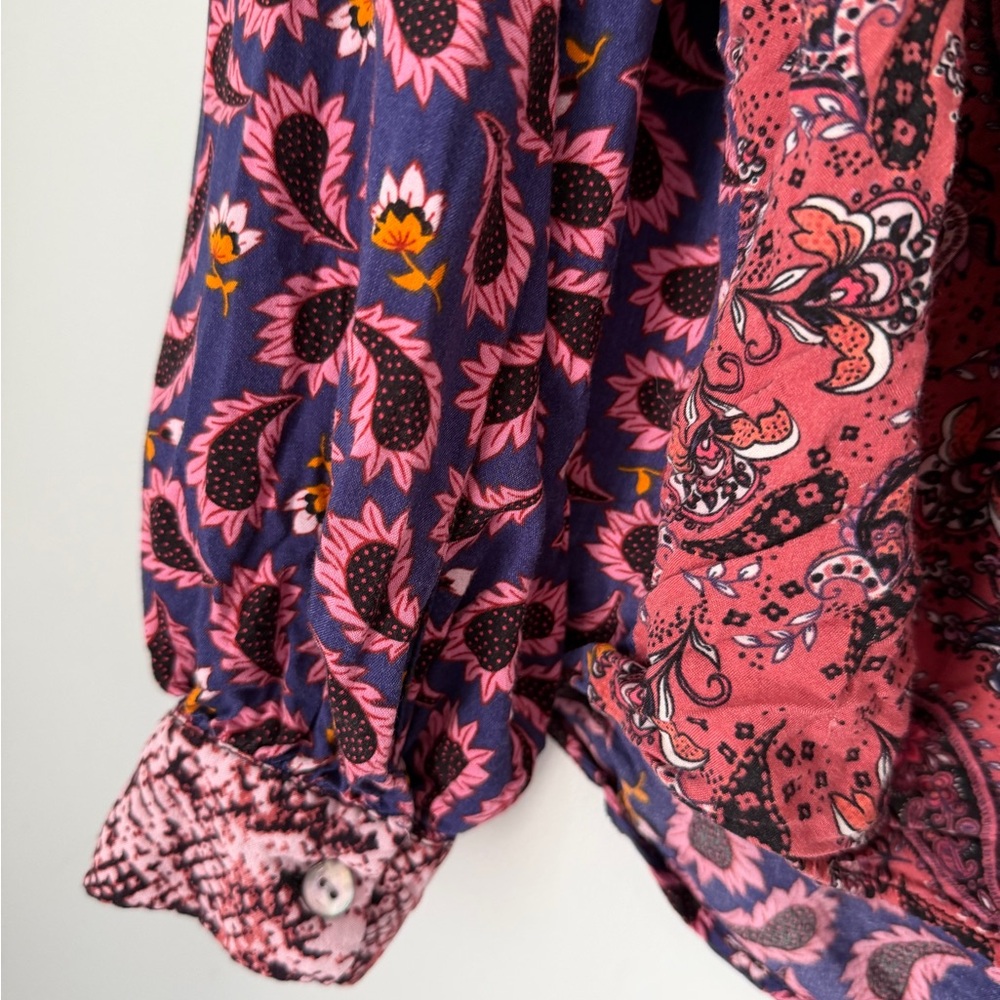 BeachLunchLounge Patchwork Boho Blouse Mixed Prin… - image 6